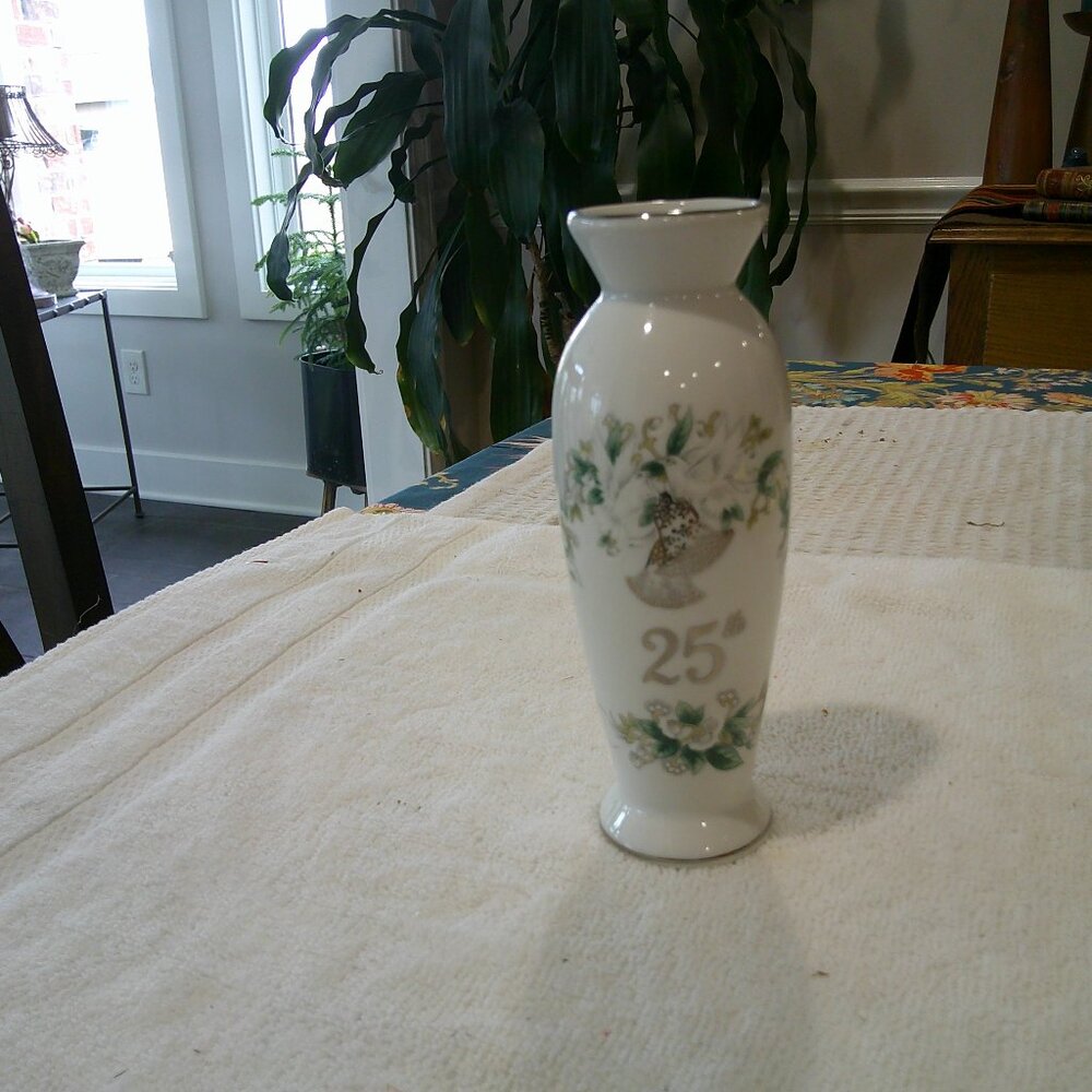 7" 25th Anniversary Bud Vase by Lefton China